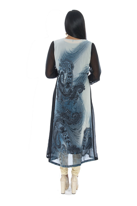 Elegant Midnight Paisley Design Kurti Salwar Kameez