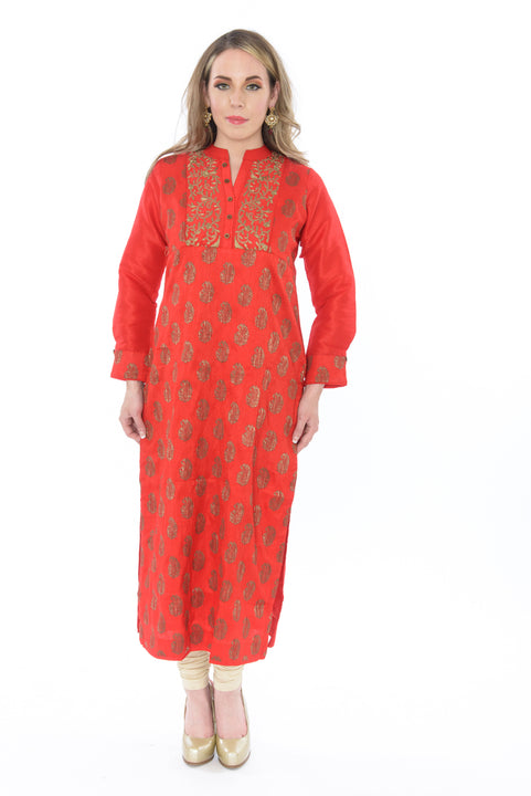 Imperial Cardinal Red Kurti Salwar Kameez