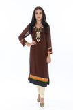 Elegant Brown Watercolor Design Kurti Salwar Kameez