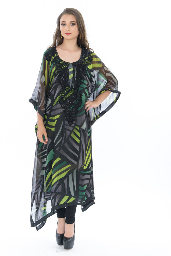 Modern Lime Geometric Print Kaftan Style Kurti Salwar Kameez