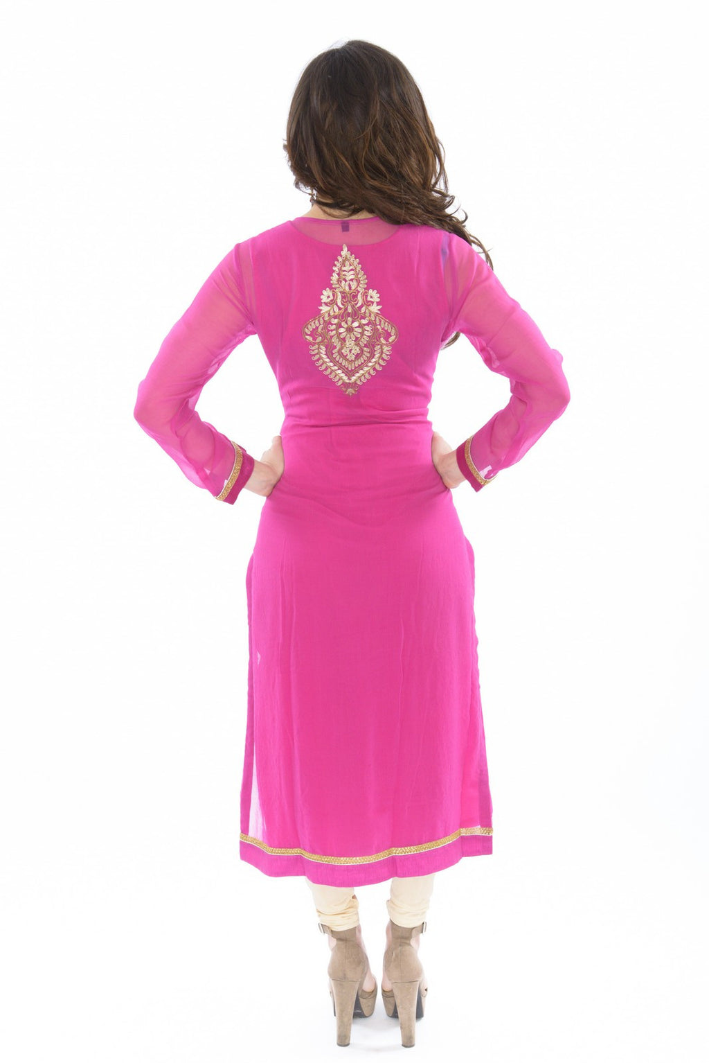 Pink sales woolen kurti