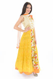 Vibrant Silk Floral Yellow Indo-Western Style Anarkali Gown