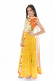 Vibrant Silk Floral Yellow Indo-Western Style Anarkali Gown