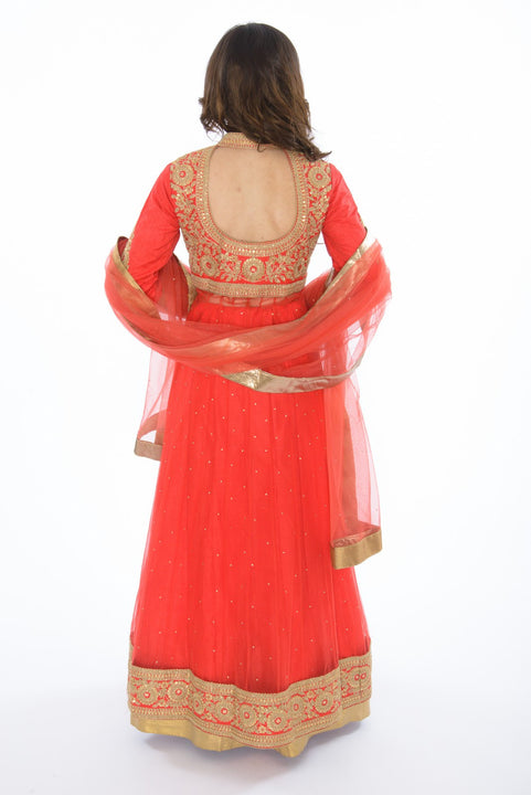 Royal Look Blue & Gold Embroidered Indo-Western Indian Wedding Gown