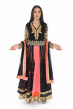 Rich Black and Coral with Lace Overlay Indo Western Indian Gown