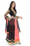 Rich Black and Coral with Lace Overlay Indo Western Indian Gown