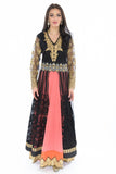 Rich Black and Coral with Lace Overlay Indo Western Indian Gown