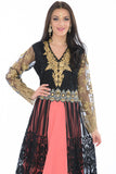 Rich Black and Coral with Lace Overlay Indo Western Indian Gown