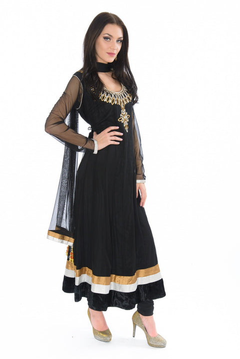 Beautiful Black Anarkali with Stonework Neckline