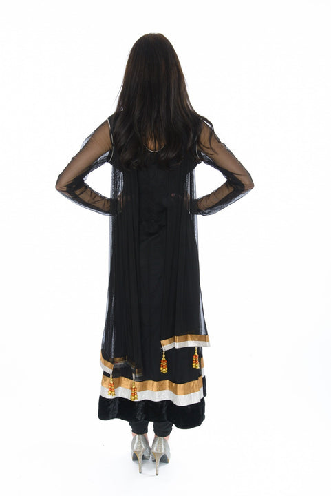 Beautiful Black Anarkali with Stonework Neckline