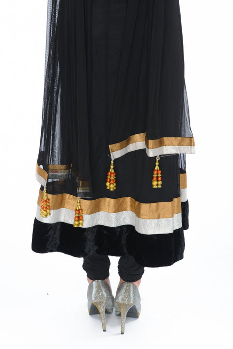 Beautiful Black Anarkali with Stonework Neckline