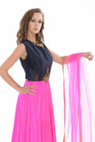 Classic Navy and Hot Pink  Indo-Western Anarkali Gown