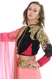 Striking Fuchsia and Black Lehenga-SNT11111