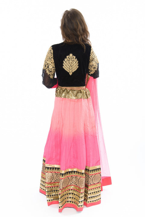 Striking Fuchsia and Black Lehenga-SNT11111