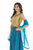 Beaming Cobalt Blue Long Indo-Western Anarkali Gown