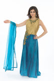 Beaming Cobalt Blue Long Indo-Western Anarkali Gown