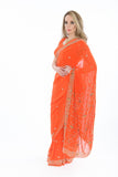Bright Orange Partywear Sari