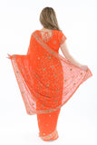 Bright Orange Partywear Sari