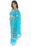 Alluring Blue Readymade Pre-Pleated Sari