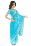 Alluring Blue Readymade Pre-Pleated Sari