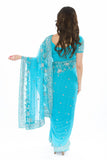Alluring Blue Readymade Pre-Pleated Sari