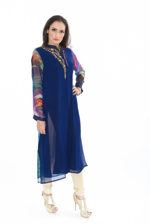 Vibrant Watercolor Design Kurti Salwar Kameez