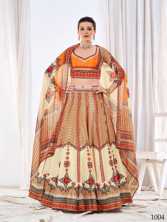 Majestic Multicolored Party Wear Stone Work Lehenga Choli SNT-50005