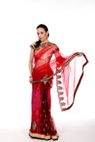 Sizzling Siren - Red Net Lehenga Saree