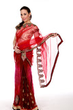 Sizzling Siren - Red Net Lehenga Saree