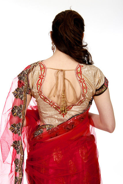 Sizzling Siren - Red Net Lehenga Saree