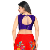 Modestly Stunning Purple Designer Indian High-Neck Sleeveless Saree Blouse Choli (VFJ-45-Purple)