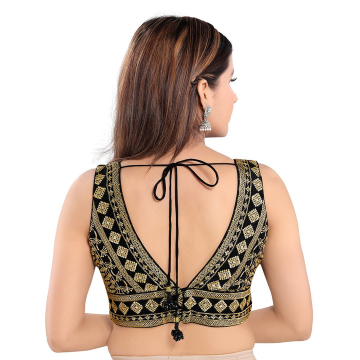 Gorgeous Designer Indian Gold Sequence Cutwork Square Neck Sleeveless –  Saris and Things