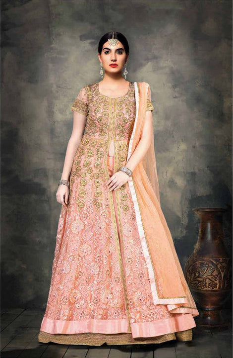 Golden Princess Short Sleeve Anarkali Gown