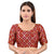Gorgeous Maroon Designer Indian Traditional Bandhani Round-Neck Elbow length Saree Blouse Choli (X-977ELB-Maroon)