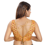 Mesmerizing Golden Designer Indian Plunging V-Neckline Saree Blouse Choli (X-995NS-Gold)