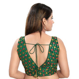 Mesmerizing Green Designer Indian Plunging V-Neckline Saree Blouse Choli (X-995NS-Green)