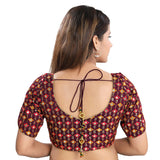 Ethnic Wine Designer Indian Traditional Mirror Work V-Neckline Saree Blouse Choli (X-996ELB-Wine)