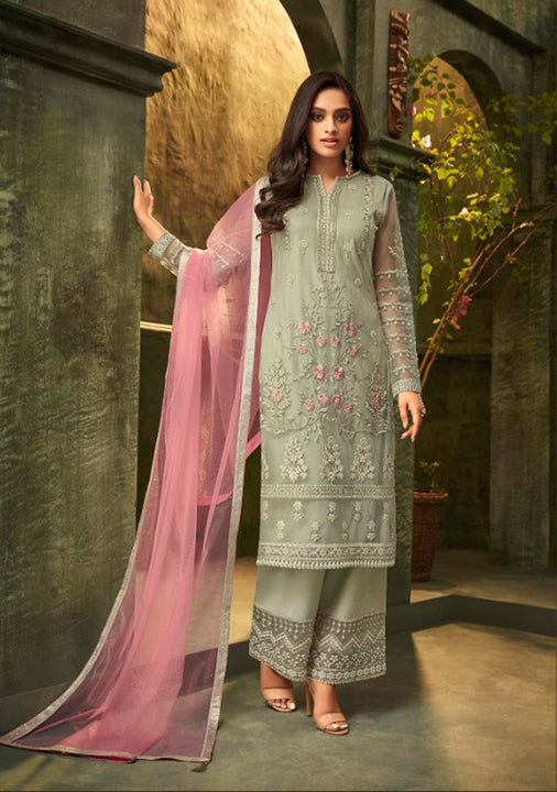 Pista Green Straight Kurti with Pallazo Pants