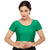 Designer Green Non-Padded Stretchable Short Sleeves Saree Blouse Crop Top (A-10-Green)