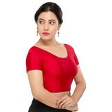 Designer Maroon Non-Padded Stretchable Short Sleeves Saree Blouse Crop Top (A-10-Maroon)