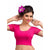 Designer Pink Non-Padded Cotton Lycra Stretchable Netted Short Sleeves Saree Blouse Crop Top (A-15-Pink)