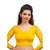 Designer Dark-Yellow Non-Padded Cotton Lycra Stretchable Netted Long Sleeves Saree Blouse Crop Top (A-16-Dark-Yellow)