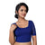 Designer Blue Lycra Non-Padded Stretchable With Elbow Length Net Sleeves Saree Blouse Crop Top (A-26-Blue)