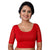 Designer Red Non-Padded Stretchable With Elbow Length Net Sleeves Saree Blouse Crop Top (A-26-Red)