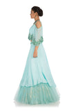 Hand Embroidered Sea Blue Lehenga Set