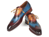 Paul Parkman Three Tone Wingtip Oxfords Bordeaux & Blue & Camel Shoes (ID#AL3249TU) Size 6.5-7 D(M) US