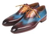 Paul Parkman Three Tone Wingtip Oxfords Bordeaux & Blue & Camel Shoes (ID#AL3249TU) Size 10.5-11 D(M) US