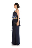 Hand Embroidered Midnight Blue Pleated Dress