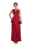 Hand Embroidered Crimson Red Long Dress