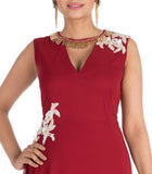 Hand Embroidered Crimson Red Long Dress